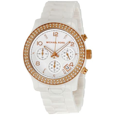 michael kors white ceramic diamond watch